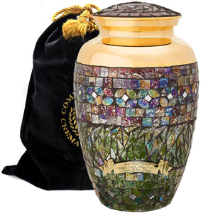 Glass Mosaic Cremation Urn for Ashes for Women - Personalized Cremation Urns for Human Ashes Adult Female Decorative Urns - Beautifully Handcrafted Glass Urn for Women