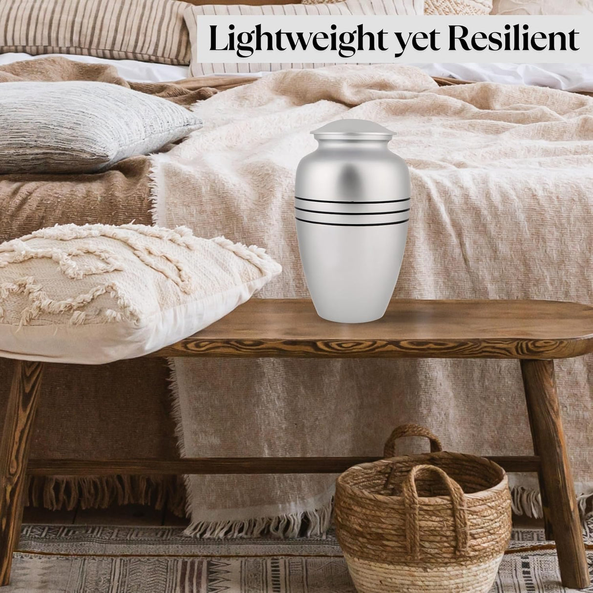 Decorative Burial Urn for Human Ashes Adult Female and Male 200+ Cubic Inches, Handcrafted Funeral Memorial Cremation Urn Affordable Urn for Human Ashes (Silver Black) ALPHA Living HOME