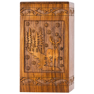 INTAJ Cremation Urns for Ashes – Companion Wooden Tree of Life Urn Box and Casket for Human Ashes of Men, Women, Child, or Pets (Cat/Dog) – Memorial Burial Funeral Urns – Holds 640 Cubic Inches