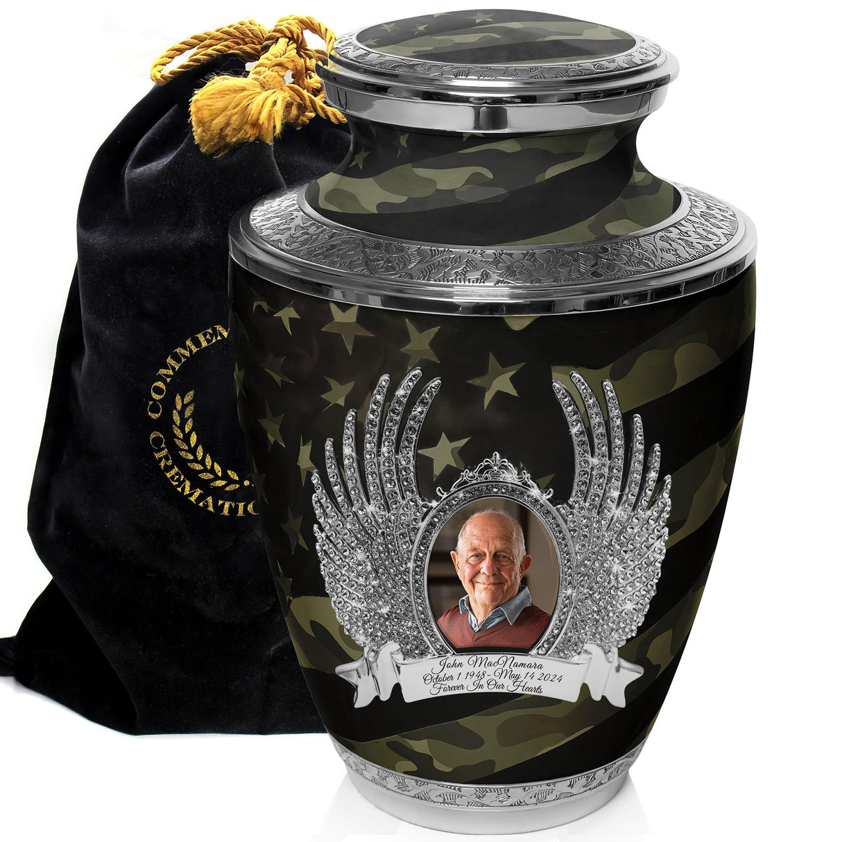 Army Cremation Urn for Ashes Adult Male - Beautifully Handcrafted Decorative Urns & Personalized Military Urns for Human Ashes Adult Man OCP