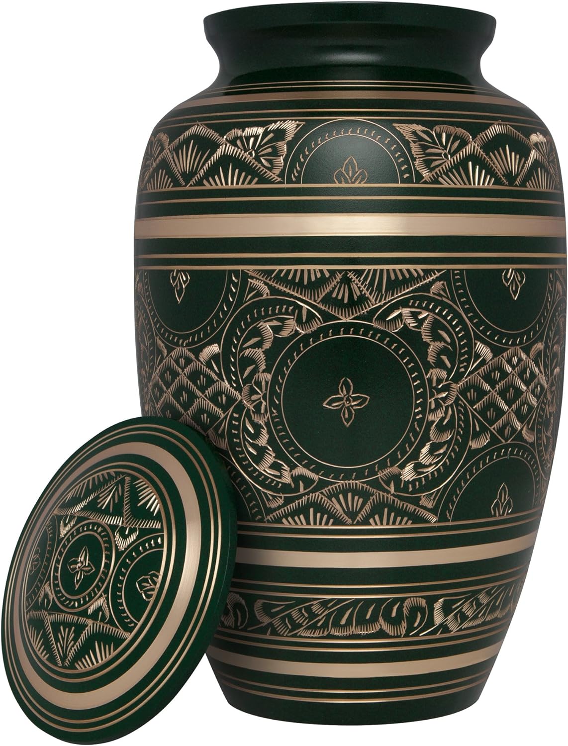 Irish Green Funeral Urn by Liliane Memorials - Cremation Urn for Human Ashes - Hand Made in Brass - Suitable for Cemetery Burial or Niche - Large Size fits Remains of Adults up to 200 lbs - Cassis