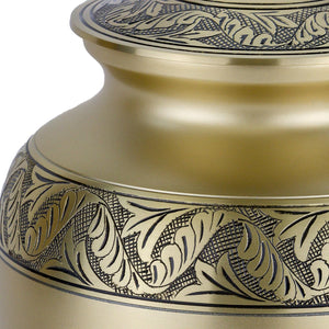 Classic Laurel Gold Cremation Urn for Ashes - Extra Large, Brass, Gold Companion Urn, Extra Large Adult Sized Cremation Urn, 11.625 Inches High