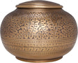 Antique Bronze Brass Cremation Urn - Low Profile Vignette Model fremation urn for Human Ashes - Suitable for Cemetery Burial or Niche - Large Size fits Remains of Adults up to 180 lbs