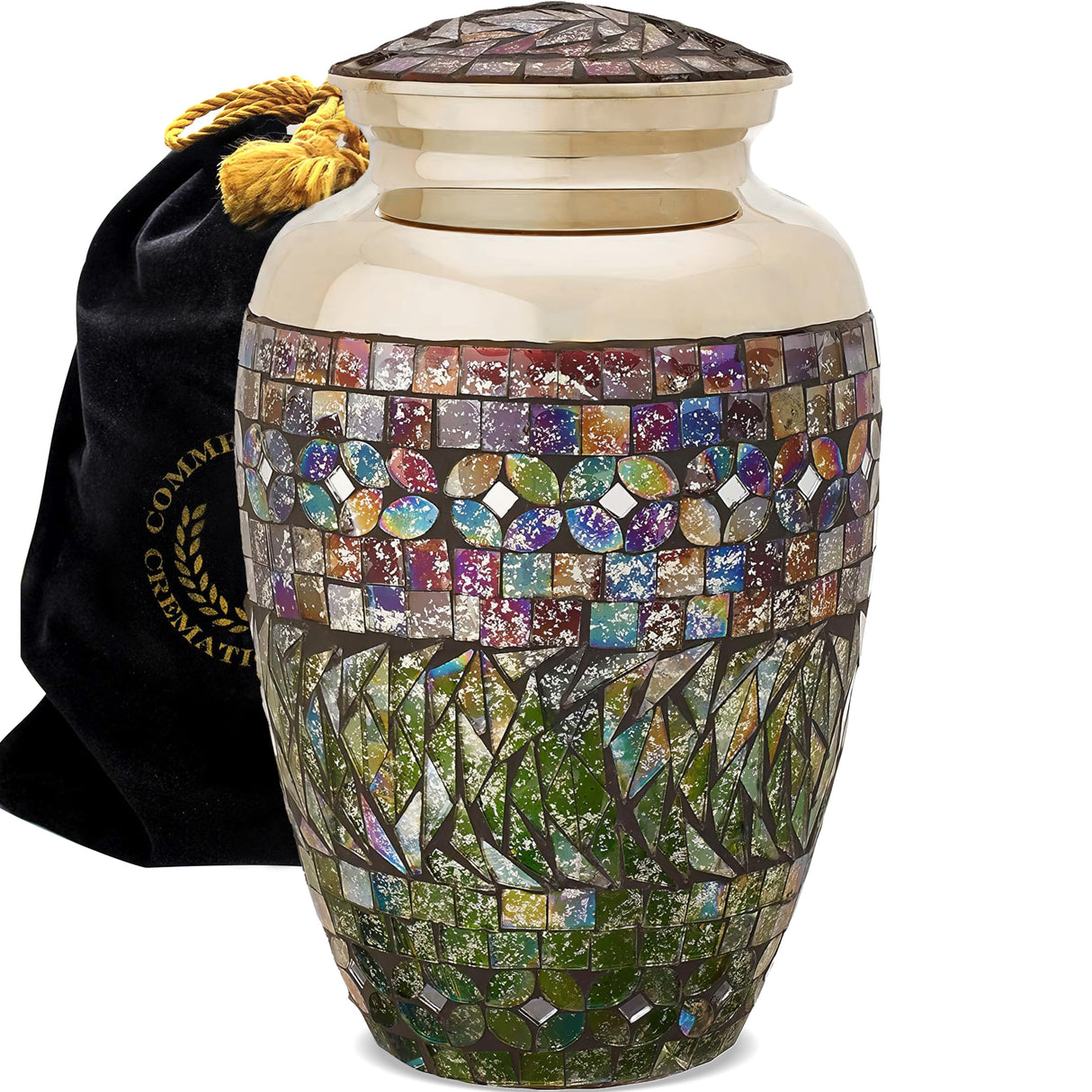 Glass Mosaic Cremation Urn for Ashes for Women - Personalized Cremation Urns for Human Ashes Adult Female Decorative Urns - Beautifully Handcrafted Glass Urn for Women