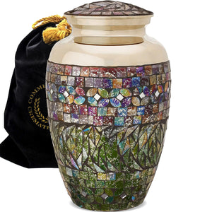 Glass Mosaic Cremation Urn for Ashes for Women - Personalized Cremation Urns for Human Ashes Adult Female Decorative Urns - Beautifully Handcrafted Glass Urn for Women