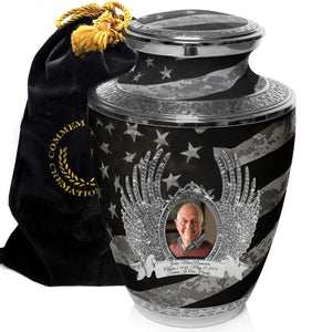 Military Cremation Urn for Ashes Adult Male - Beautifully Handcrafted Decorative Urns & Personalized Army Urns for Human Ashes Adult Man Traditional Camouflage