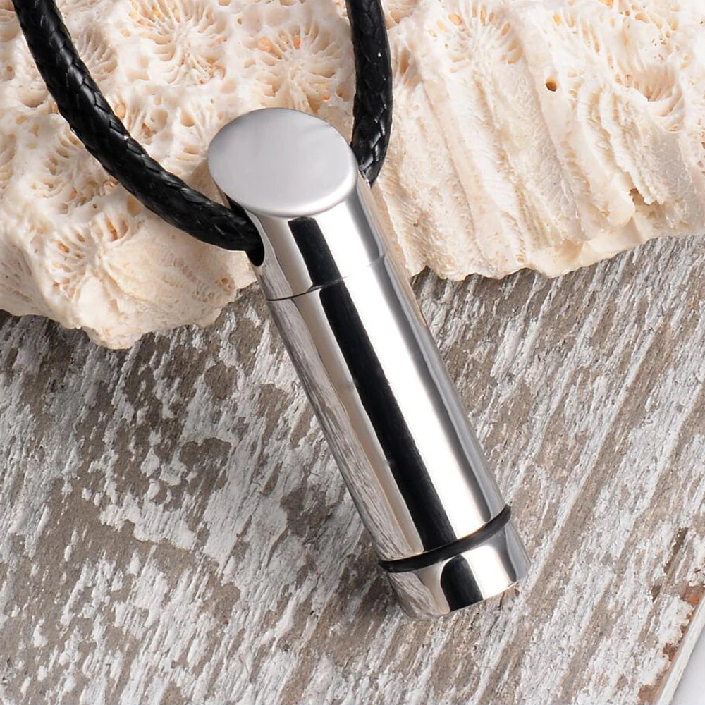 Silver Stainless Steel Cremation Urns Necklace