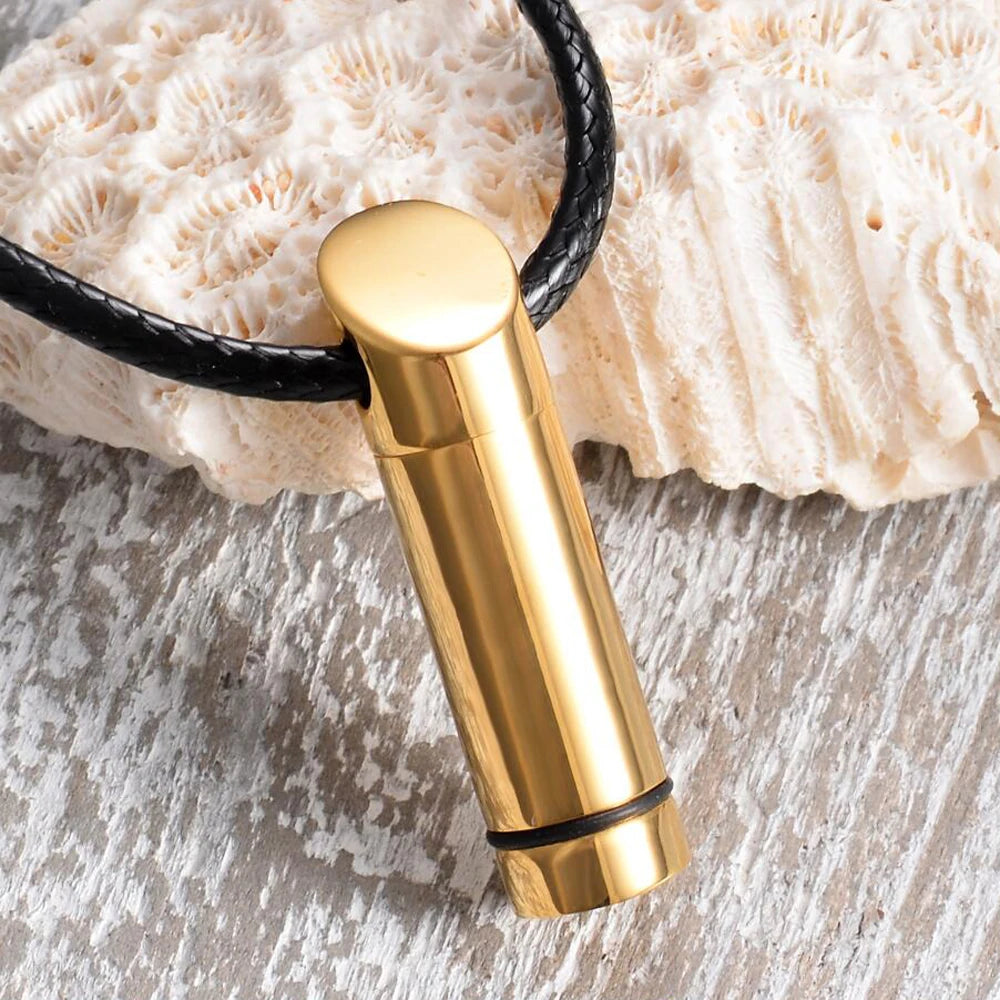Gold Stainless Steel Cremation Urns Necklace