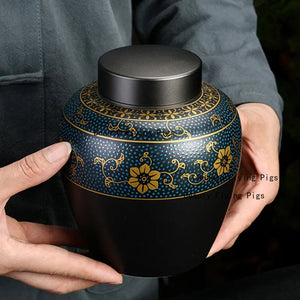 Black Ceramic Cremation Memorial Urns