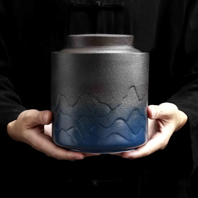 Black And Blue Funeral Memorial Urns Holder