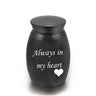 Always In My Heart Stainless Steel Memorial Black Urns