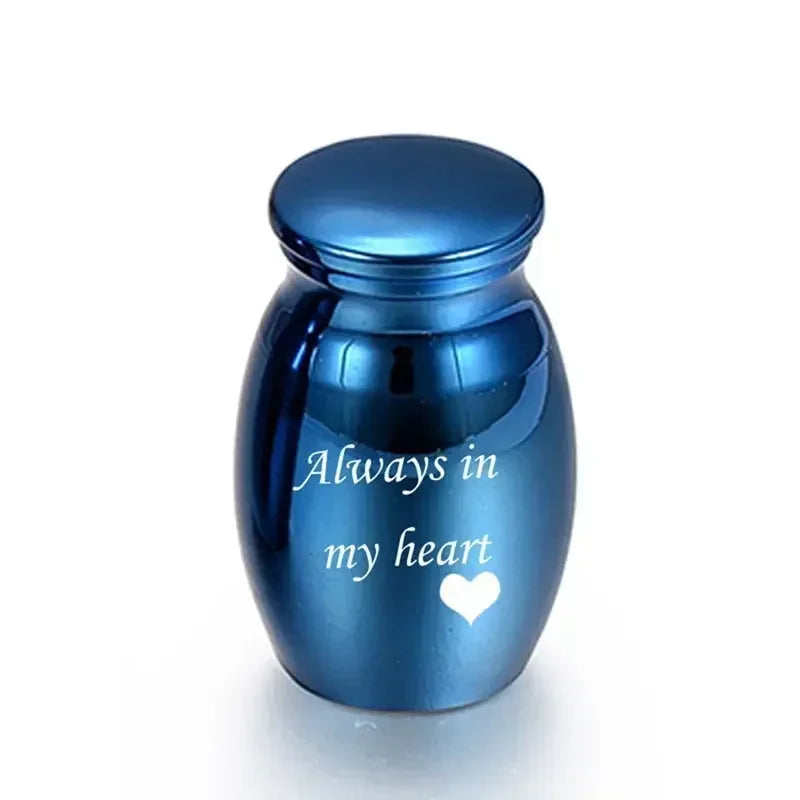 Always In My Heart Stainless Steel Memorial Blue Urns