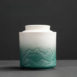 White And Green Remembrance Ceramic Urns Box