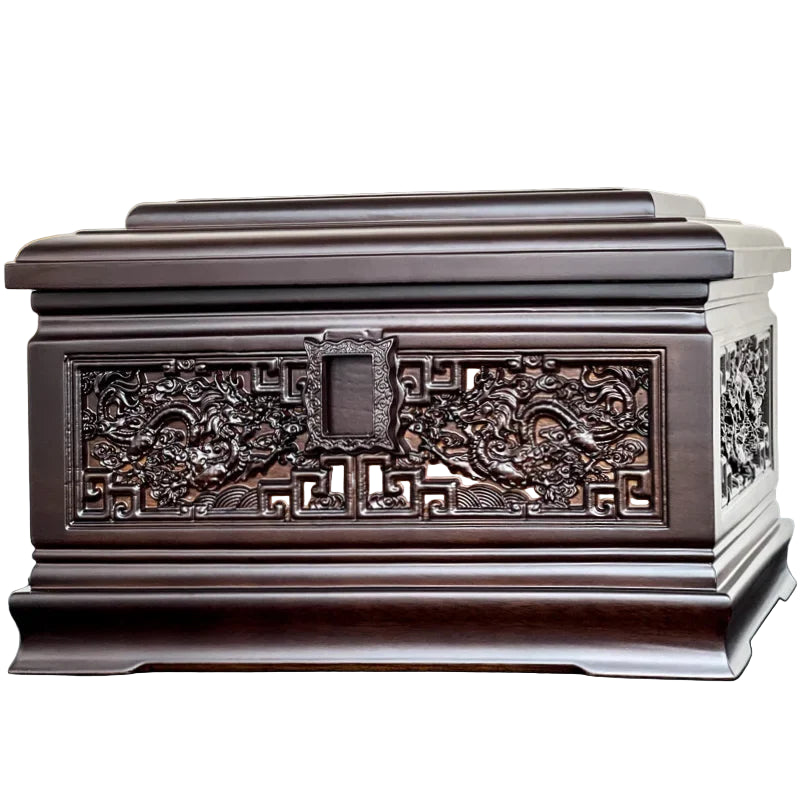 Ryugu Wood Urn Carved Longevity Boxes