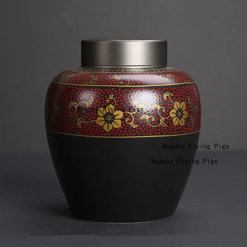 Black Ceramic Cremation Memorial Urns
