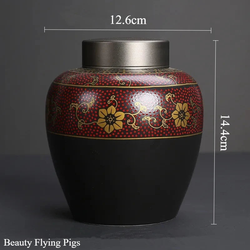 Black Ceramic Cremation Memorial Urns