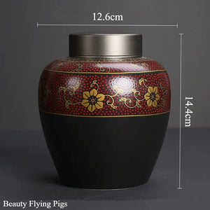 Black Ceramic Cremation Memorial Urns