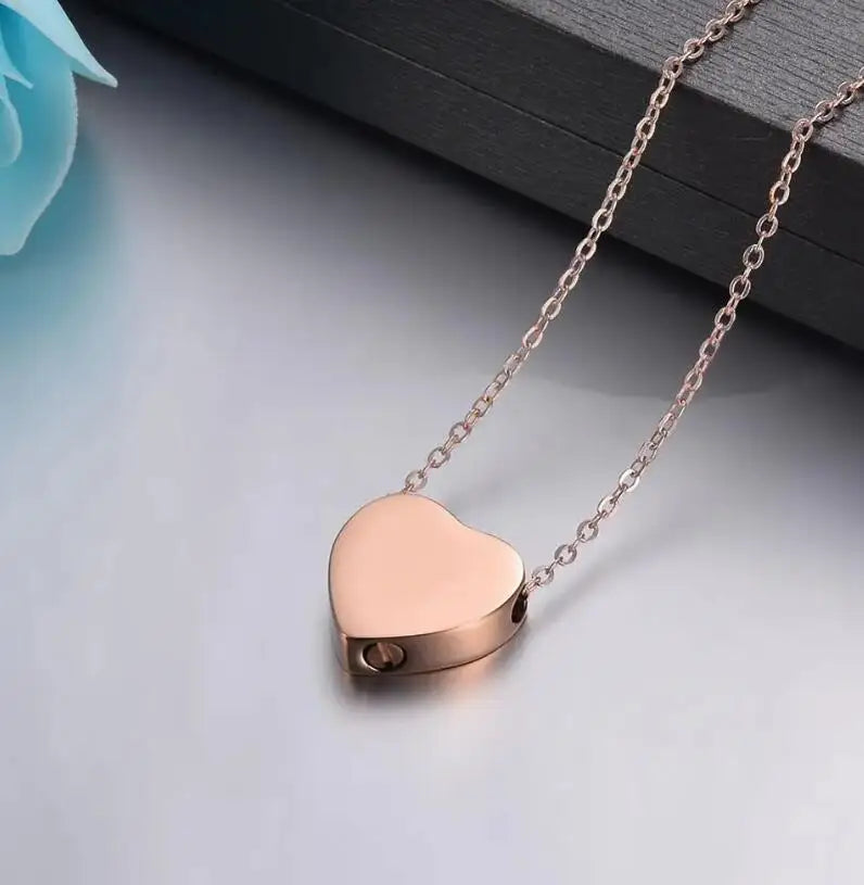 Rose Gold Blank Heart Memorial Urns Necklace