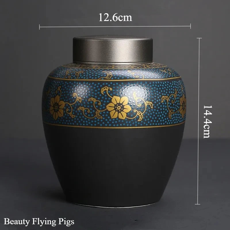 Black Ceramic Cremation Memorial Urns