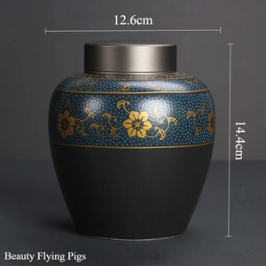 Black Ceramic Cremation Memorial Urns