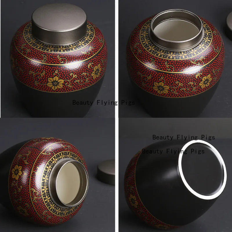 Black Ceramic Cremation Memorial Urns