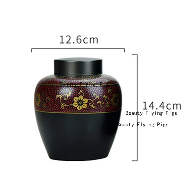 Black Ceramic Cremation Memorial Urns
