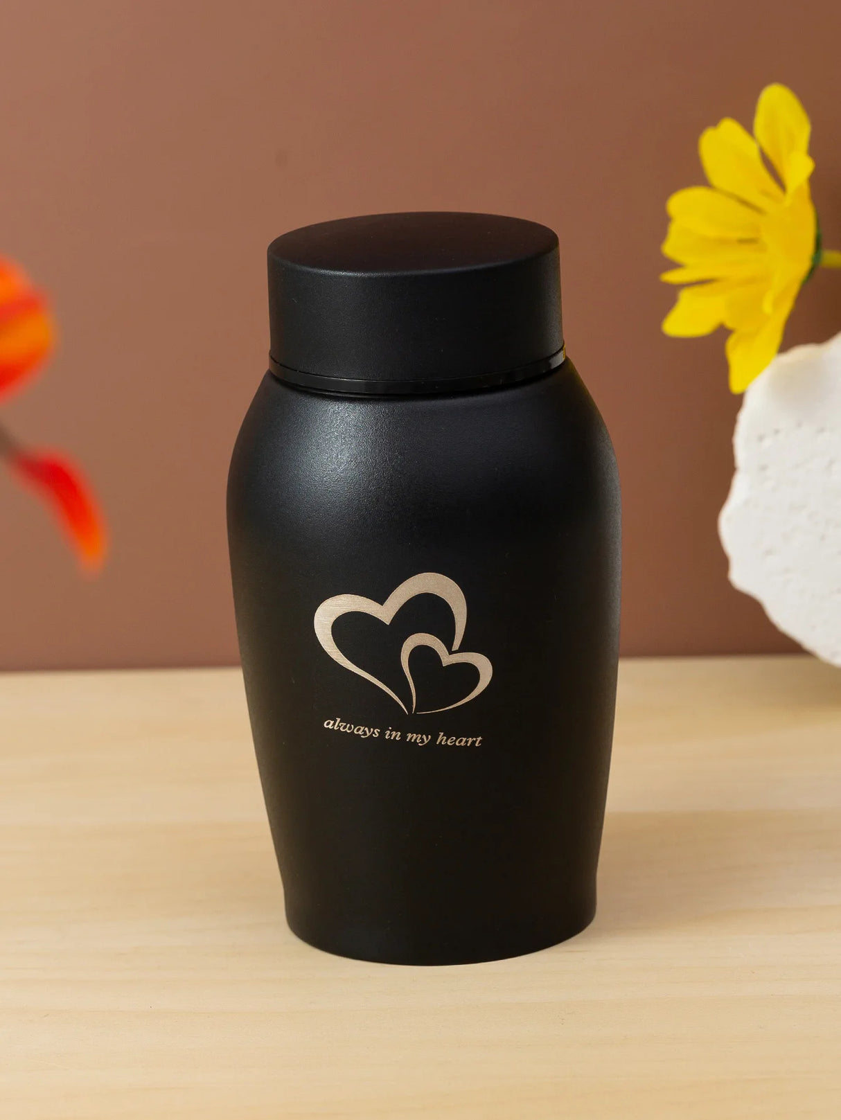 Always In My Heart Stainless Steel Pet Cremation Black Urns